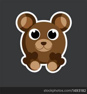 cute bear sticker template in flat vector style