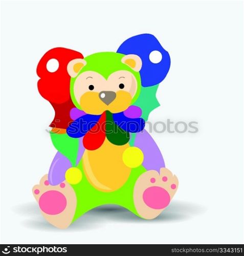 cute bear toy with clown clothes