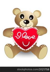 cute bear with red heart