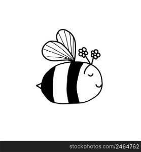 Cute bee cartoon vector illustration. Cute bee cartoon vector isolated. Vector illustration.