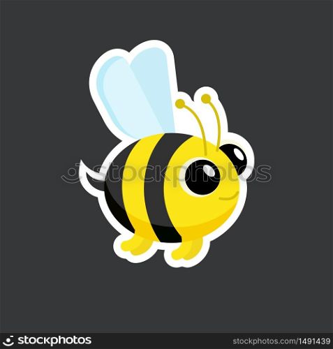 cute bee sticker template in flat vector style