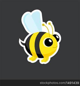 cute bee sticker template in flat vector style