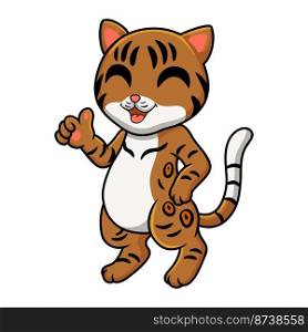 Cute bengal cat cartoon giving thumbs up