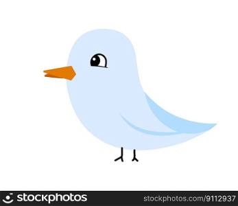 Cute bird cartoon character. Dove, sparrow or seagull vector illustration isolated on white background.