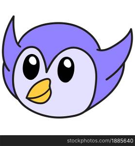 cute bird head emoticon, doodle icon image. cartoon caharacter cute doodle draw