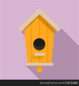 Cute bird house icon. Flat illustration of cute bird house vector icon for web design. Cute bird house icon, flat style