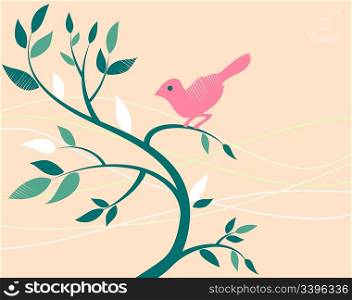 Cute bird on a tree branch.