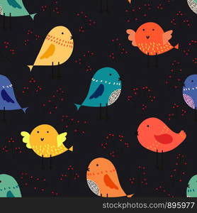 Cute bird seamless pattern background. Vector illustration for fabric and gift wrap paper design.