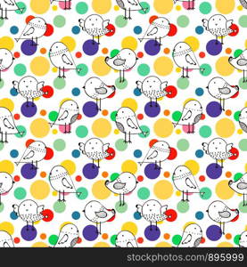 Cute bird seamless pattern background. Vector illustration for fabric and gift wrap paper design.