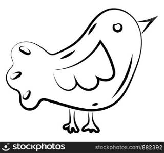 Cute bird sketch, illustration, vector on white background.