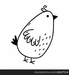 Cute bird. Vector doodle illustration. Coloring book for kid.