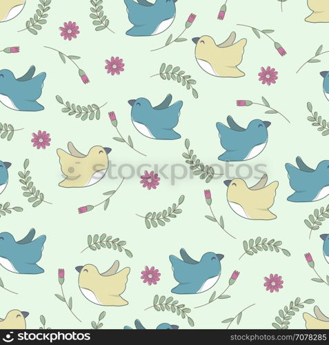 Cute Birds Seamless Pattern