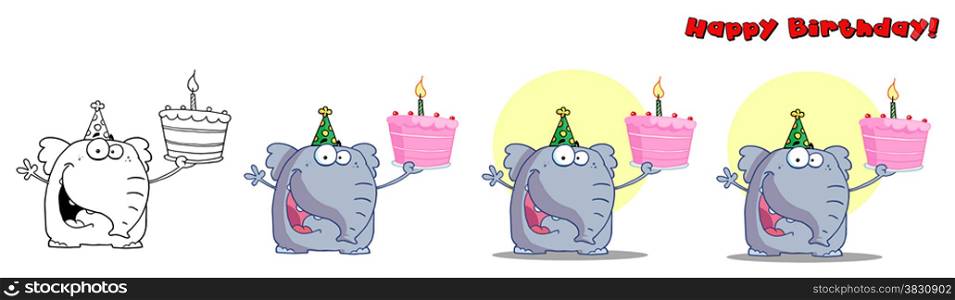 Cute Birthday Elephant.Collection