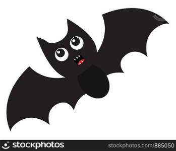 Cute black bat, illustration, vector on white background.