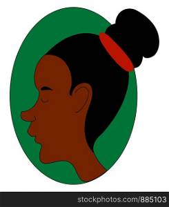 Cute black girl profile, illustration, vector on white background.