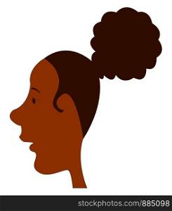 Cute black girl with curly hair, illustration, vector on white background.