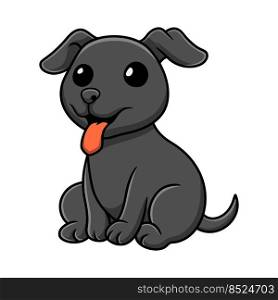 Cute black labrador dog cartoon sitting
