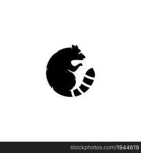 Cute Black raccoon logo vector icon illustration design