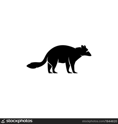 Cute Black raccoon logo vector icon illustration design