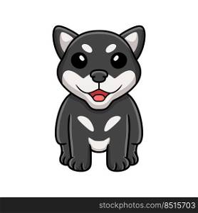 Cute black shiba inu dog cartoon