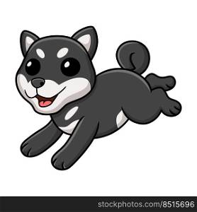 Cute black shiba inu dog cartoon running
