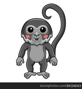 Cute black spider monkey cartoon standing