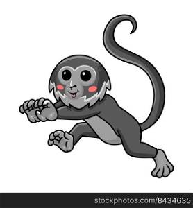 Cute black spider monkey cartoon walking