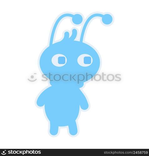 Cute blue alien semi flat color vector character. Standing figure. Kids room decor. Full body personage on white. Simple cartoon style illustration for web graphic design and animation. Cute blue alien semi flat color vector character