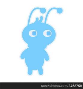 Cute blue alien semi flat color vector character. Standing figure. Kids room decor. Full body personage on white. Simple cartoon style illustration for web graphic design and animation. Cute blue alien semi flat color vector character