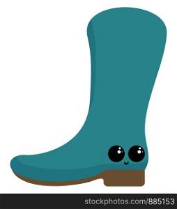 Cute blue boot, illustration, vector on white background.