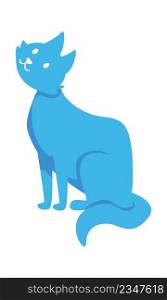 Cute blue cat semi flat color vector character. Sitting figure. Pretty kitten. Full body animal on white. Curious pet simple cartoon style illustration for web graphic design and animation. Cute blue cat semi flat color vector character