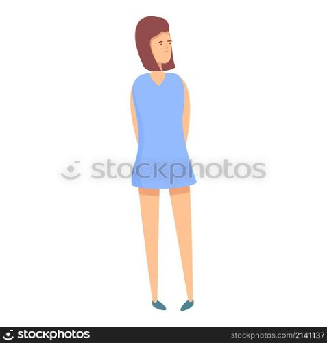 Cute blue girl dress icon cartoon vector. Fashion kid. Happy young. Cute blue girl dress icon cartoon vector. Fashion kid