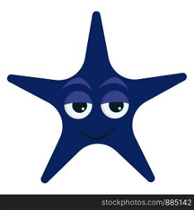 Cute blue sea star, illustration, vector on white background.