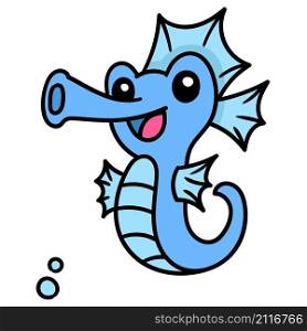 cute blue seahorse with cute face