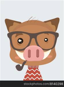 Cute boar.Childish print for nursery,kids apparel,poster,postcard.. Cute boar.