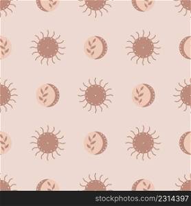 Cute boho moon seamless pattern. Creative childish print for fabric, wrapping, textile, wallpaper, apparel. Vector digital paper.. Cute boho moon and sun seamless pattern. Creative childish print for fabric, wrapping, textile, wallpaper, apparel. Vector digital paper