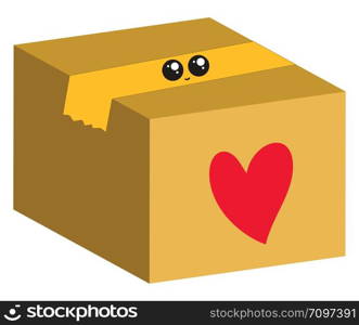 Cute box delivery, illustration, vector on white background.