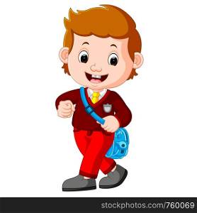 Cute boy with backpack cartoon