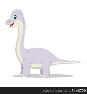 Cute brachiosaurus cartoon on white background