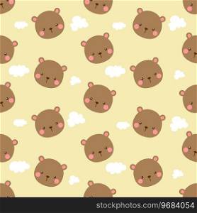 cute brown bear cartoon character seamless pattern