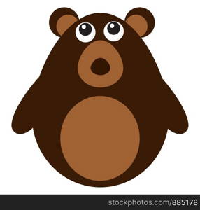 Cute brown bear, illustration, vector on white background.