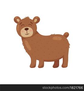 Cute brown forest bear in cartoon style. Vector kids illustration.. Cute brown forest bear in cartoon style. Kids illustration.