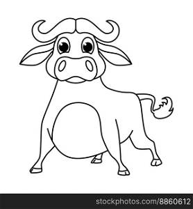 Cute bull cartoon coloring page illustration vector. For kids coloring book.