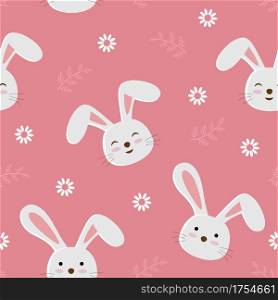 Cute bunnies seamless pattern on pink background for fabric,textile,print or wrapping paper,vector illustration