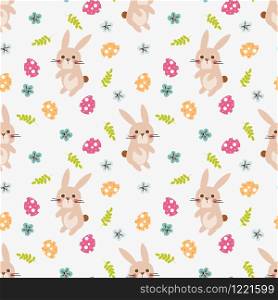 Cute bunny and Easter egg seamless pattern.
