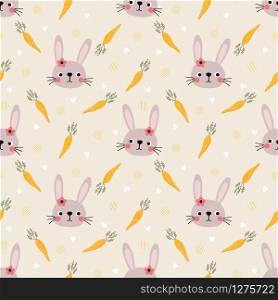 Cute bunny and easter eggs seamless pattern. Lovely bunny on easter background.