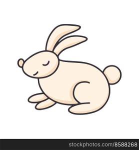 Cute bunny cartoon clipart. Hare isolated vector illustration. Domestic rabbit drawing. Cute bunny cartoon clipart