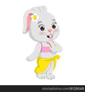 Cute bunny cartoon in summer clothes