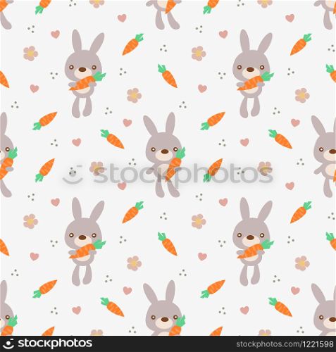 Cute bunny hold carrot seamless pattern.