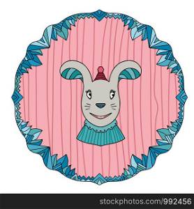 Cute bunny illustration. Childish print design. Vector rabbit Greeting card for Valentines Day. Bunny in hat. Cute bunny illustration. Childish print design. Vector rabbit Greeting card for Valentines Day. Bunny in hat.
